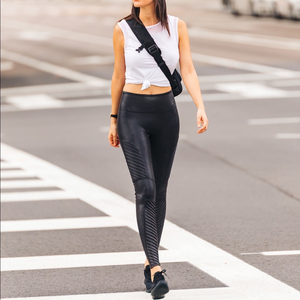 SPANX Faux Leather Moto Leggings - Picture 1 of 8